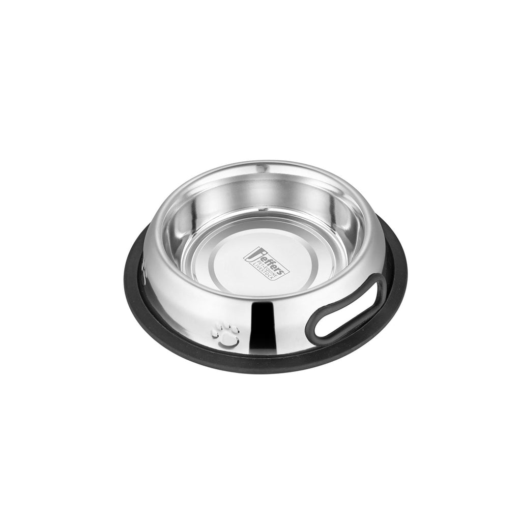 Jeffers Pet Embossed No-Tip Anti-Skid Stainless Steel Pet Bowls for Dogs, Cats, Puppies, Kittens – Rubber Base, Food & Water Feeding Dish for Home, Travel, Camping, Kennel