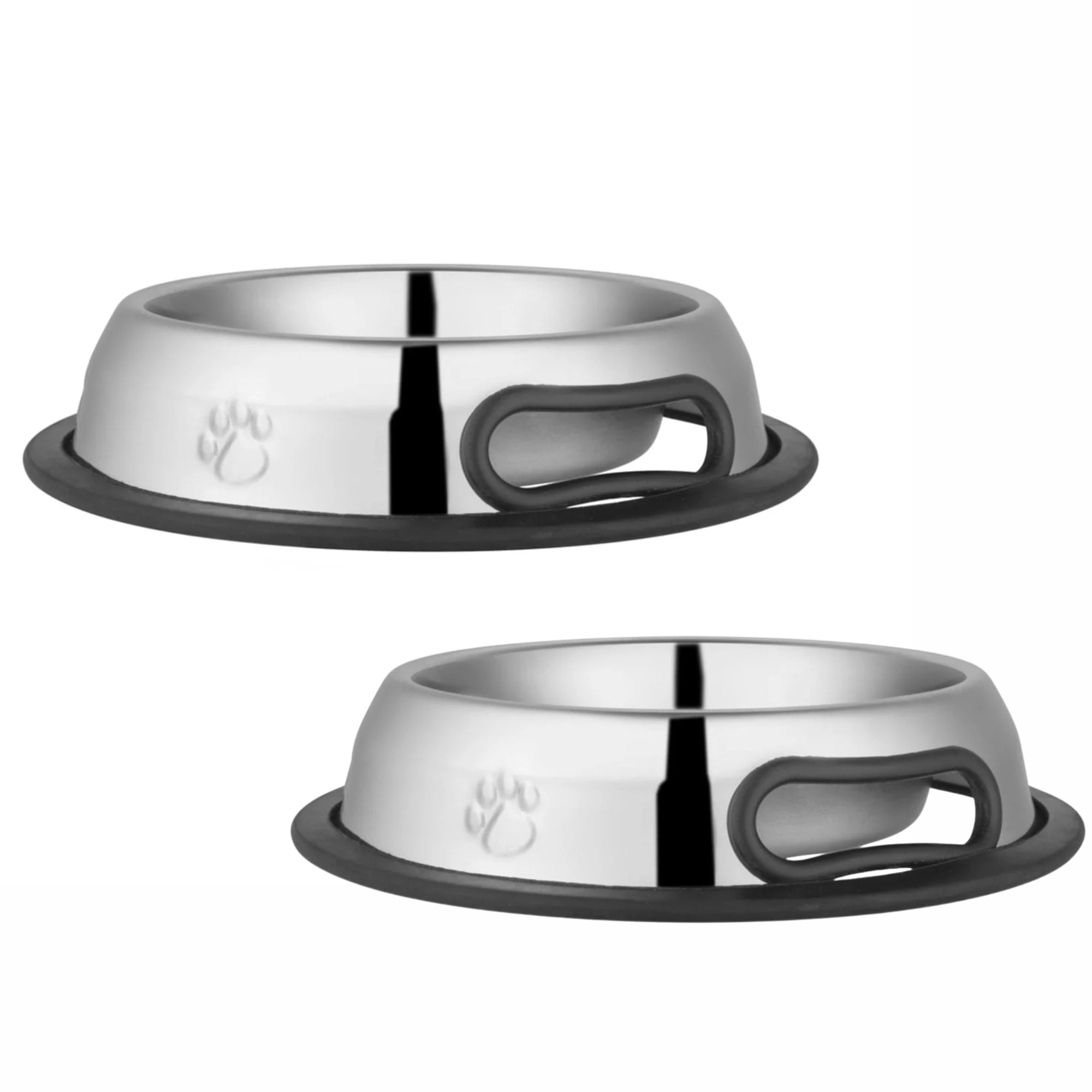 Jeffers Pet Embossed No-Tip Anti-Skid Stainless Steel Pet Bowls for Dogs, Cats, Puppies, Kittens – Rubber Base, Food & Water Feeding Dish for Home, Travel, Camping, Kennel